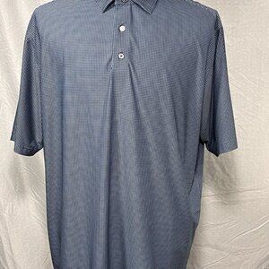 FootJoy FJ Golf Polo Mens Blue White Houndstooth Short Sleeve Shirt